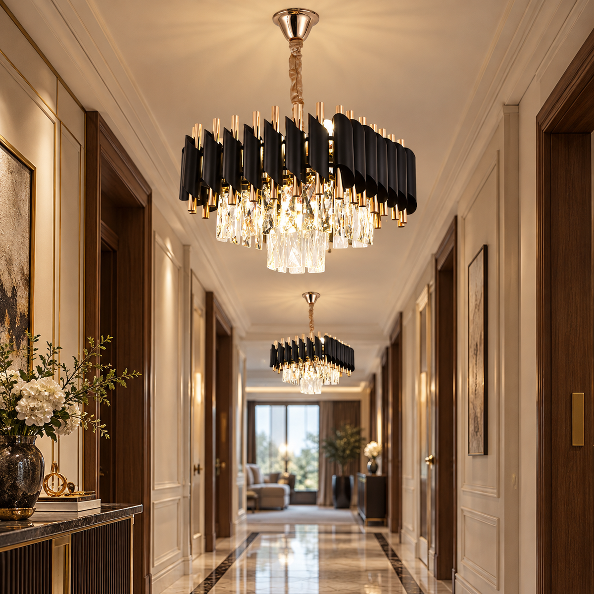 Candelabru Cristal Black Panther Square 300mm