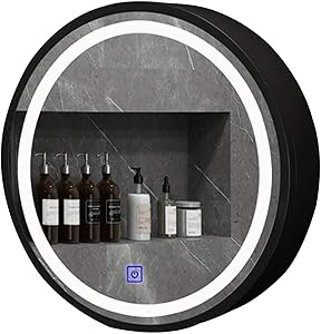 Dulap baie cu Oglinda LED Ovala 50cm 3 Lumini si Dezaburire