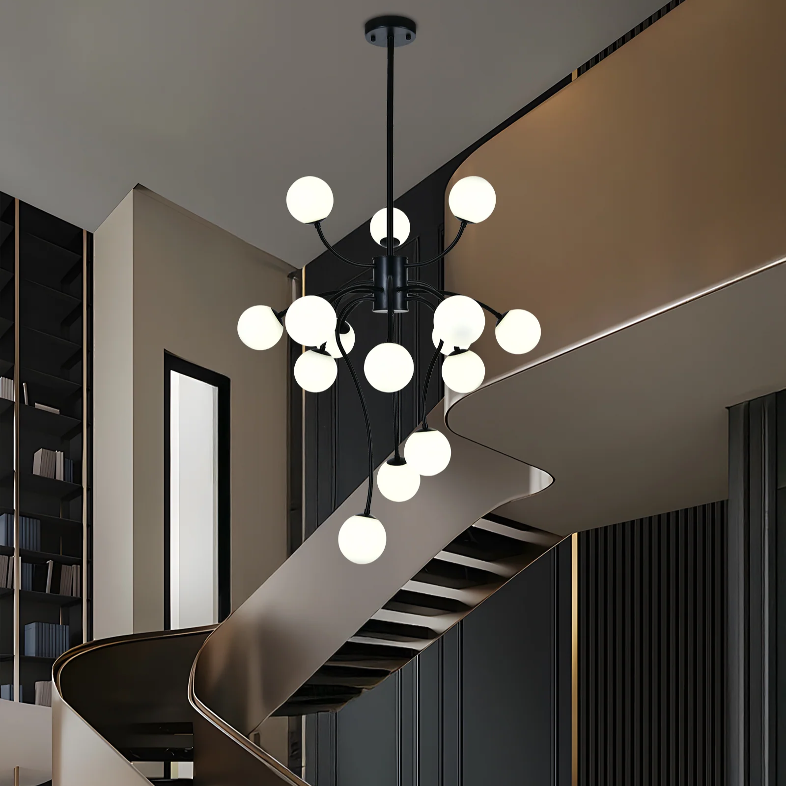 Lustra Suspendata REVSA Black Abajur Mat 15xG9