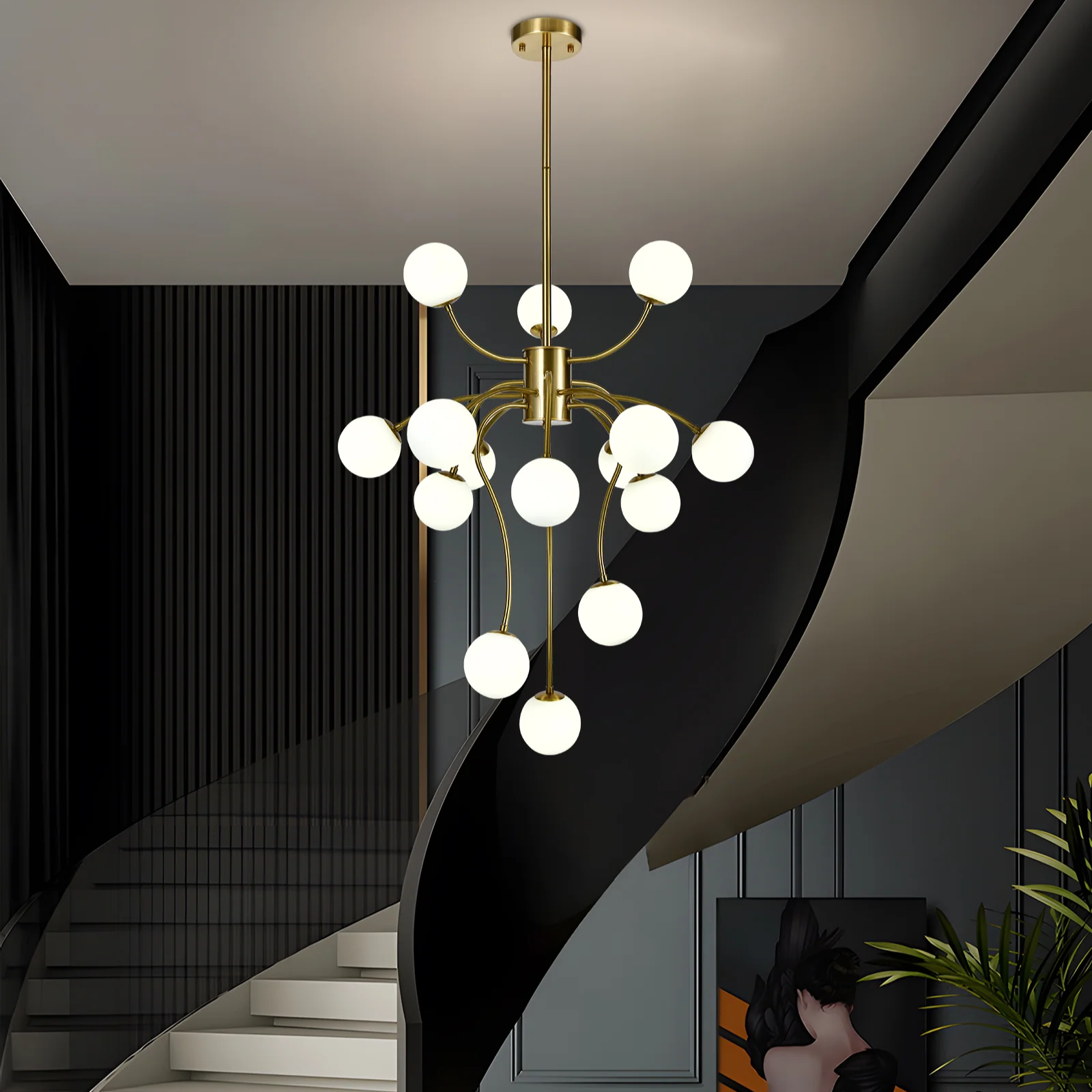 Lustra Suspendata REVSA Gold Abajur Mat 15xG9