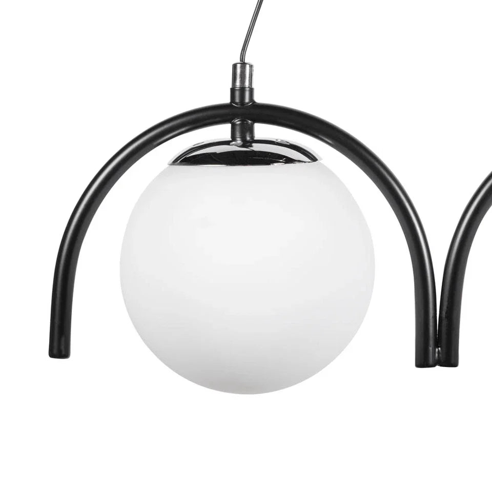 Lustra Abajur Negru Lucios + Sticla 3xE27 Liniara