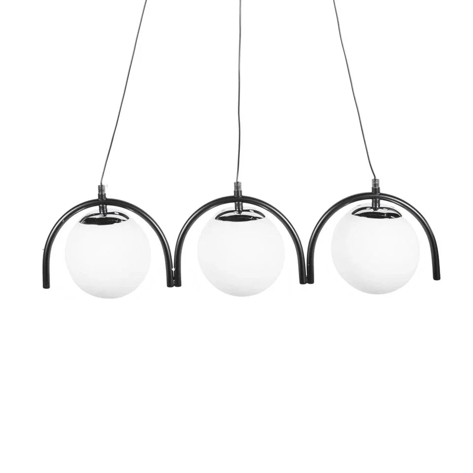 Lustra Abajur Negru Lucios + Sticla 3xE27 Liniara