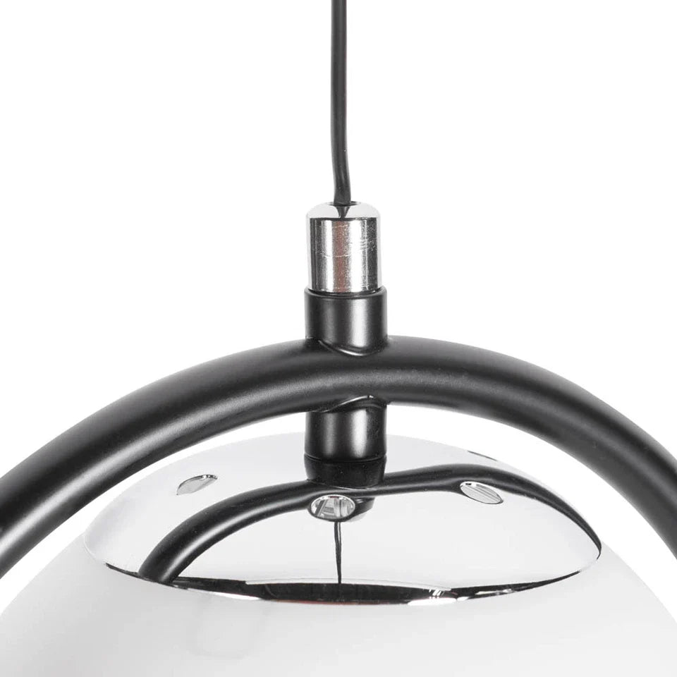 Lustra Abajur Negru Lucios + Sticla 3xE27 Liniara