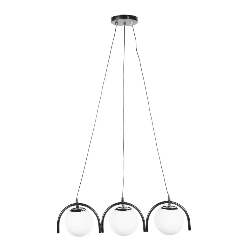 Lustra Abajur Negru Lucios + Sticla 3xE27 Liniara