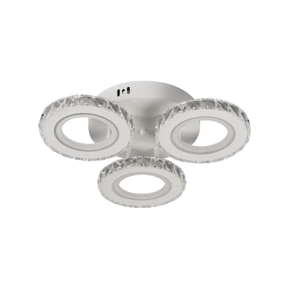 Lustra LED 3 Circle Cristal Alba Echivalent 400W Telecomanda