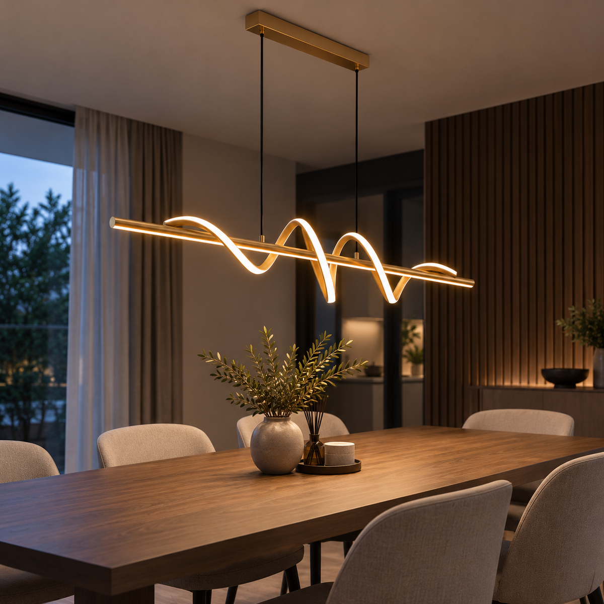 Lustra LED Suspendata VELENNE Gold Echivalent 300W Premium
