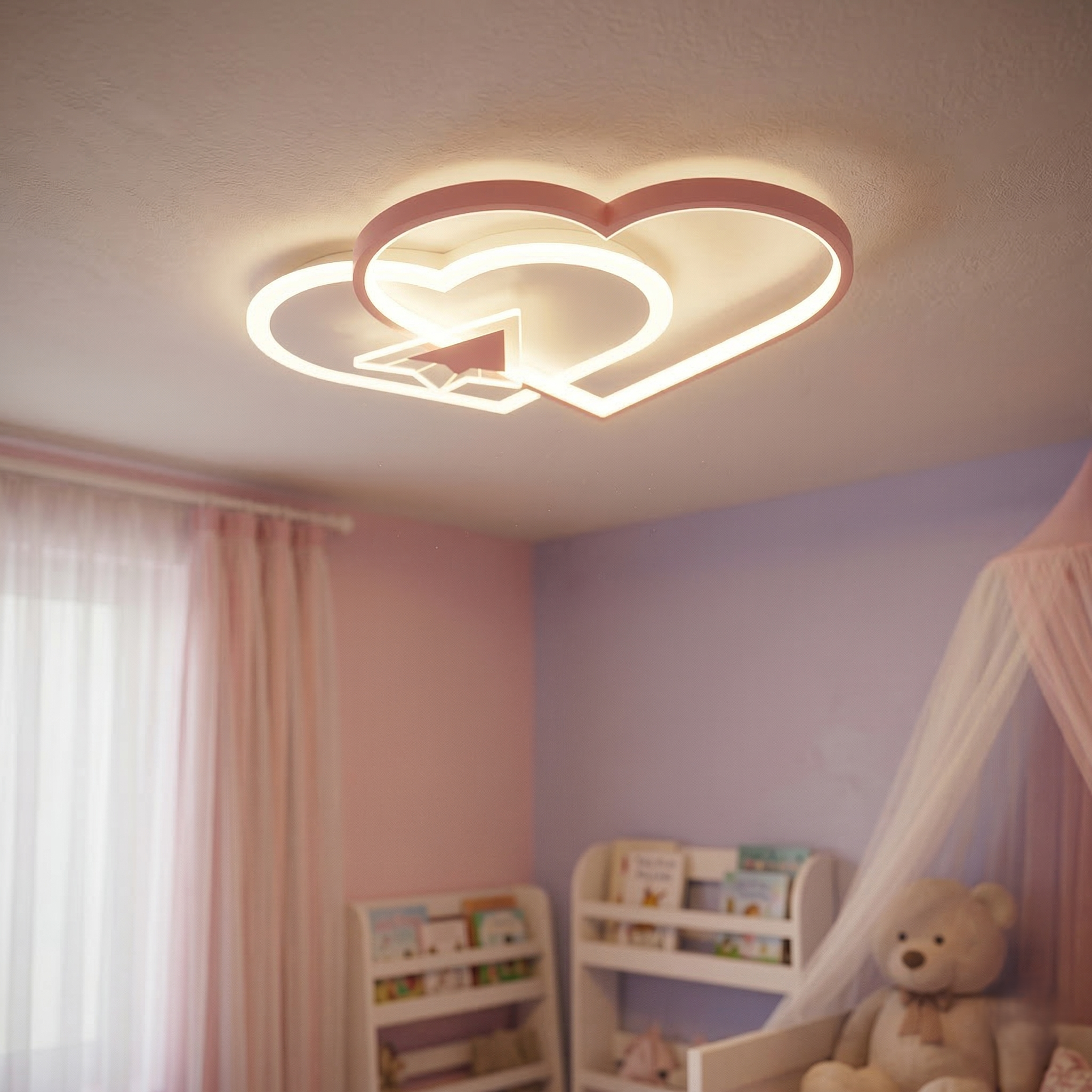 Lustra LED 78W PINK LOVE LETTER Echivalent 400W Telecomanda