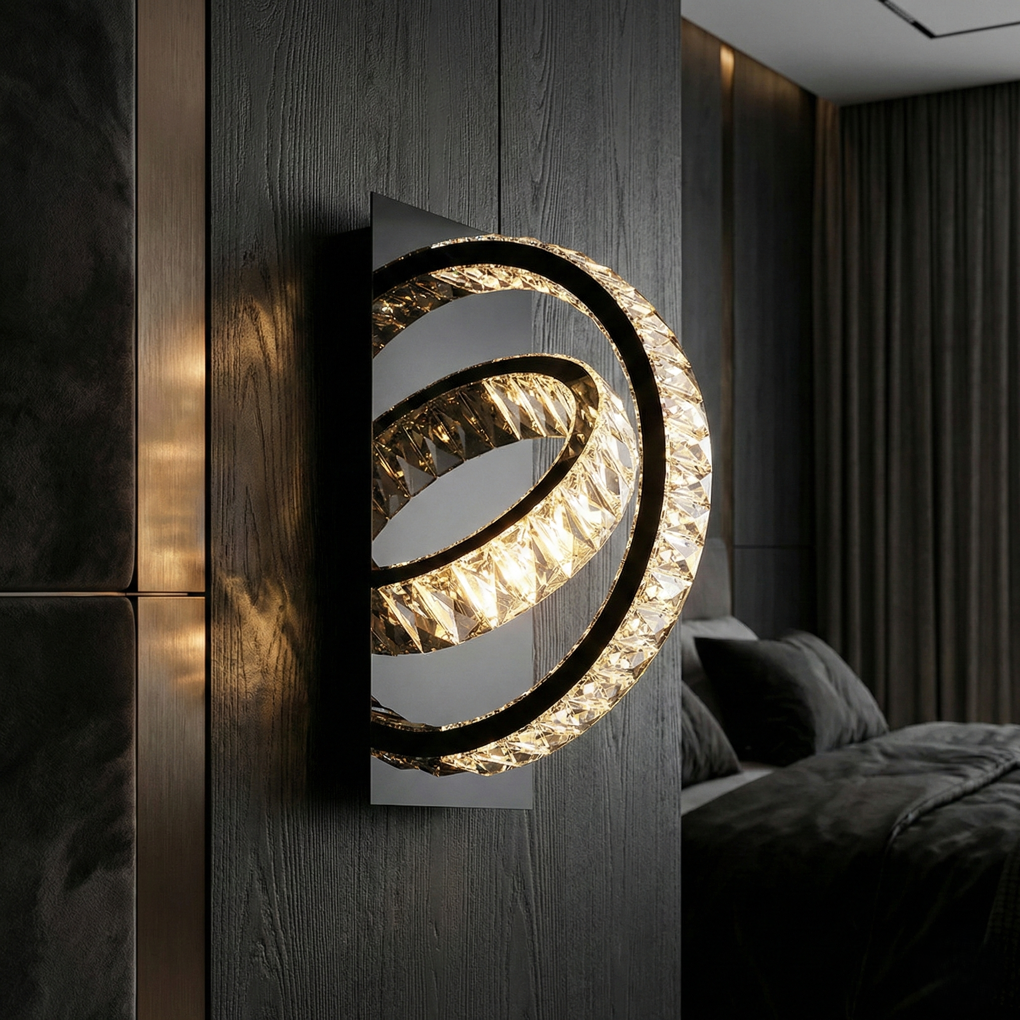 Aplica LED PREMIUM Cristal TULA BLACK Telecomanda by ZumaLine