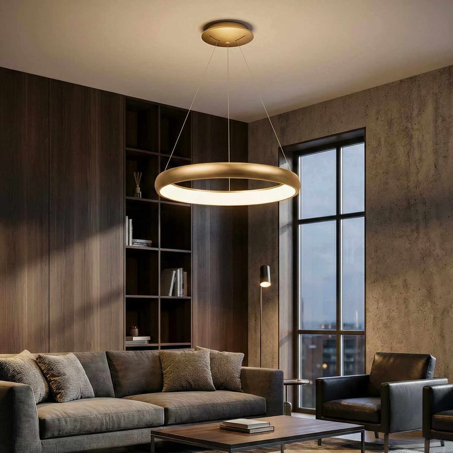 Lustra LED Suspendata BELLA Gold, 3 Lumini din buton Echivalent 500W