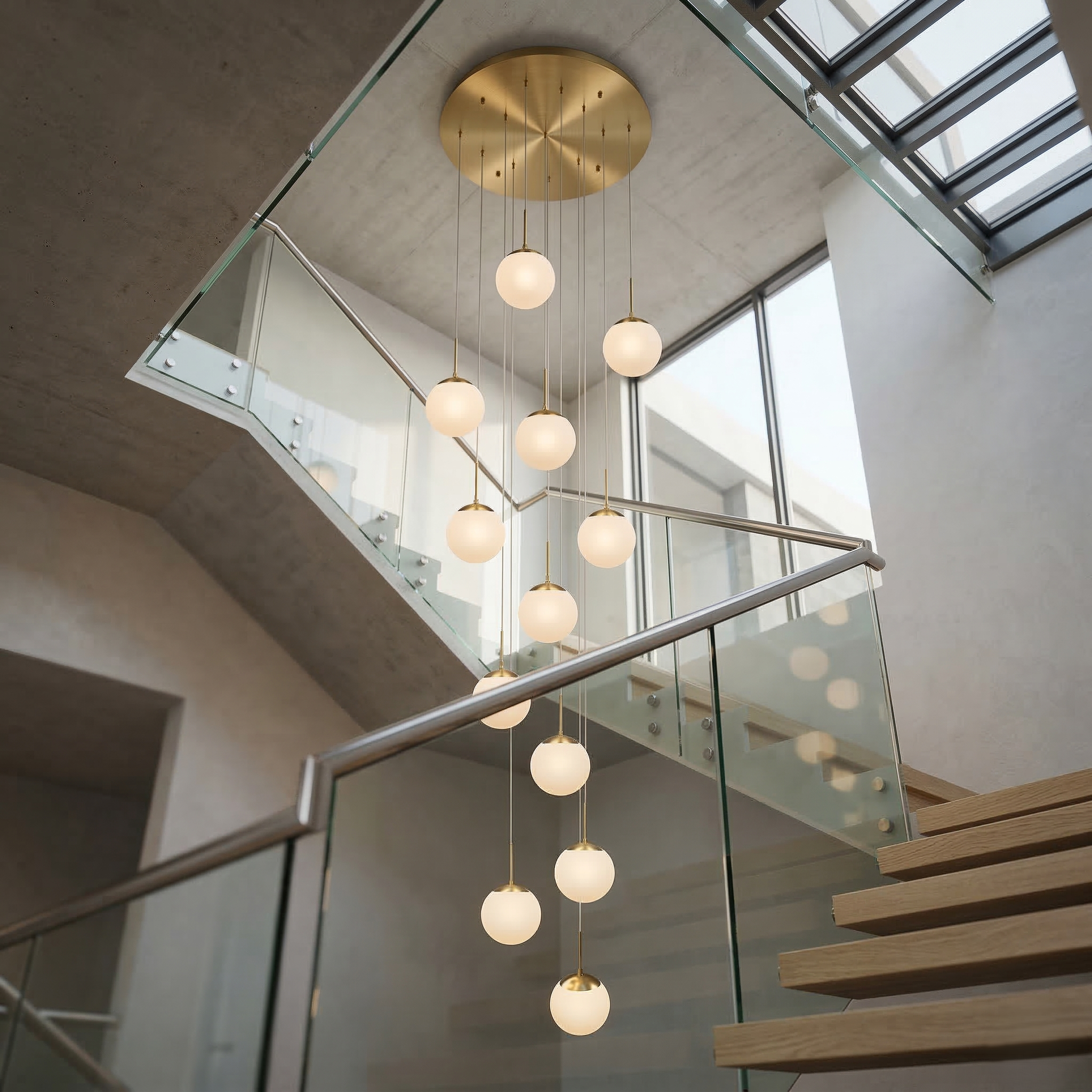 Lustra Abajur Mat GOLD LUXURY STAIRCASE Gigant 12xE27