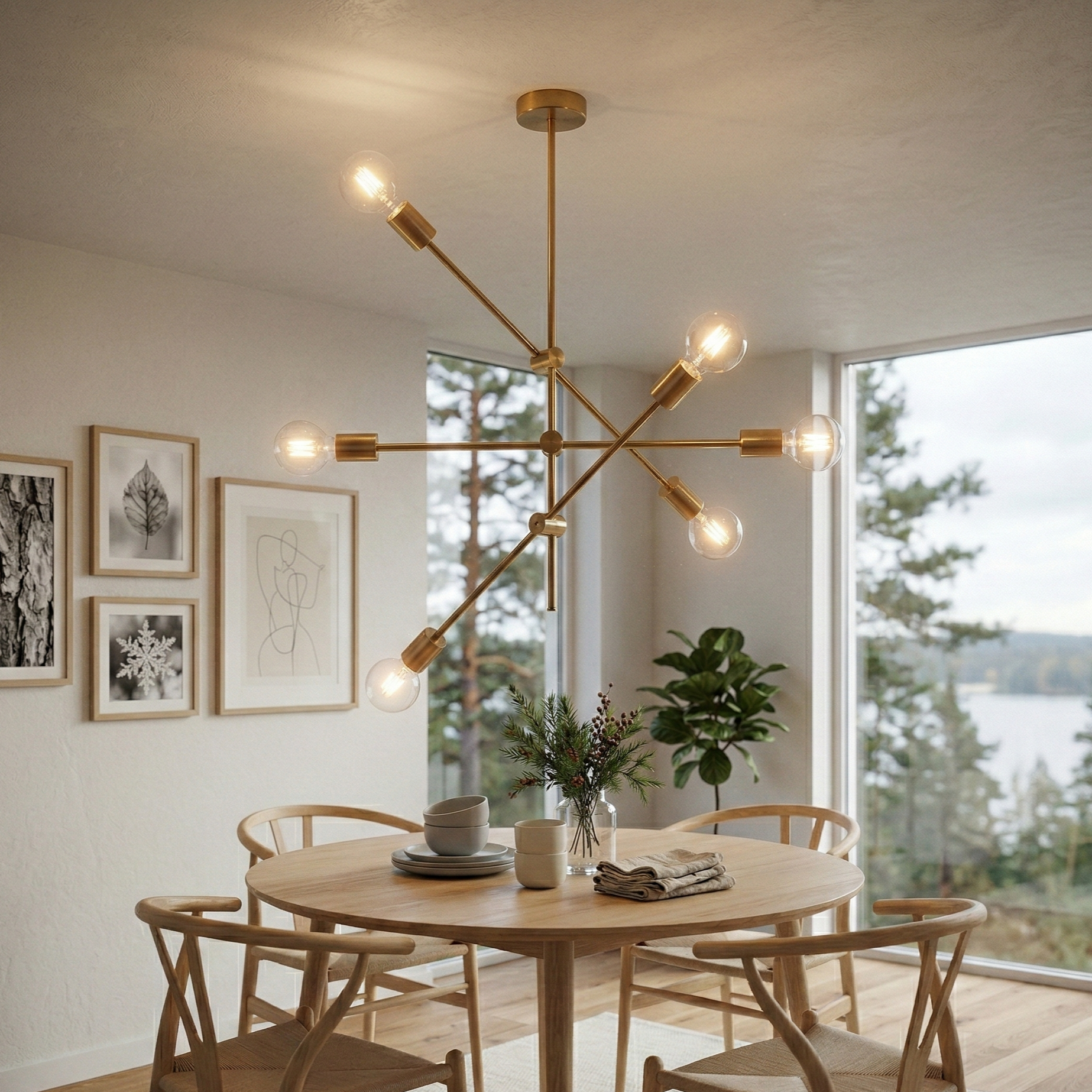 Lustra Stil Nordic Gold Mid-Century 6xE27