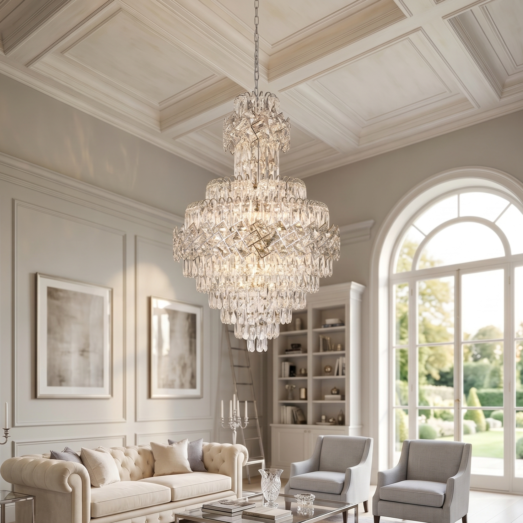 Candelabru Cristal Malli Silver Luxury Double Level 90x60CM