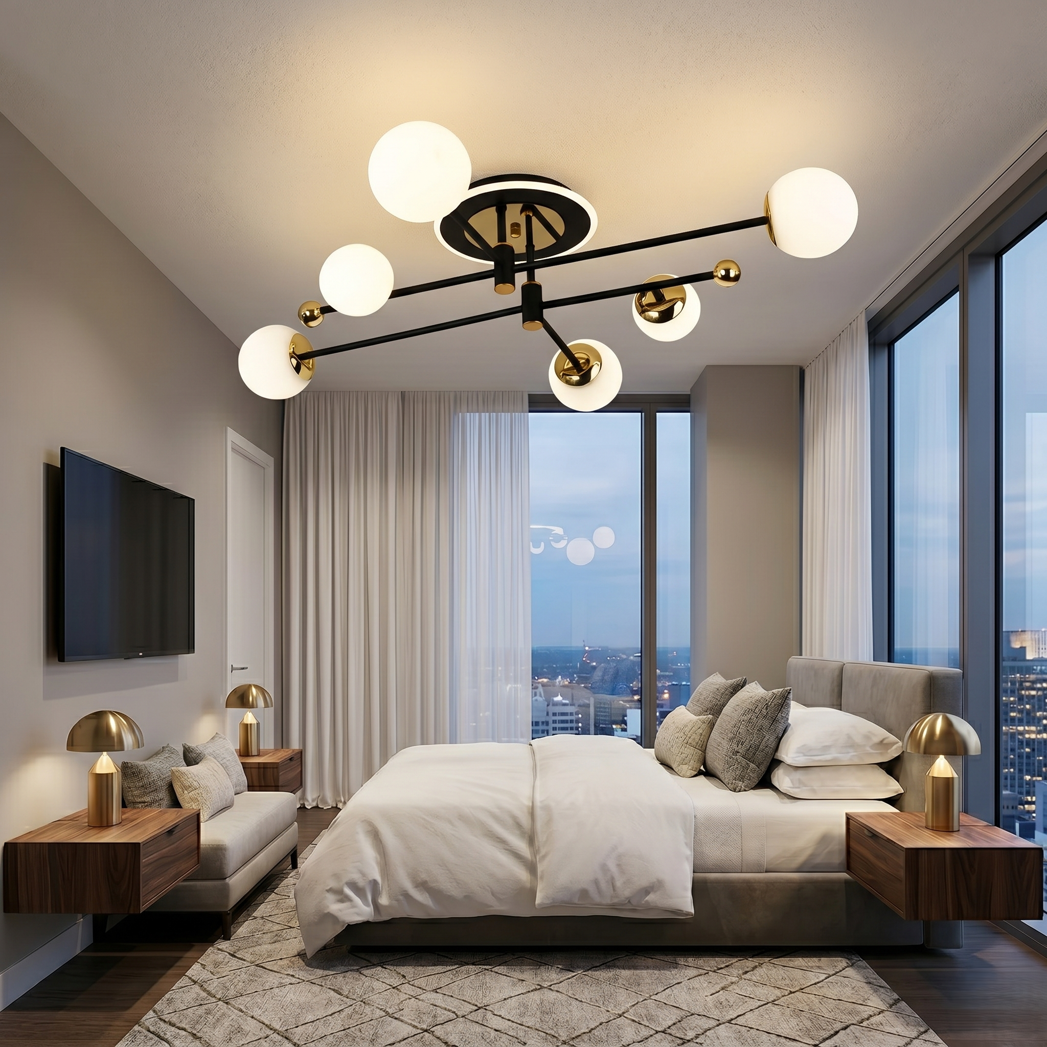 Lustra LED PIMORA Abajur Mat Neagra Echivalent 400W Telecomanda