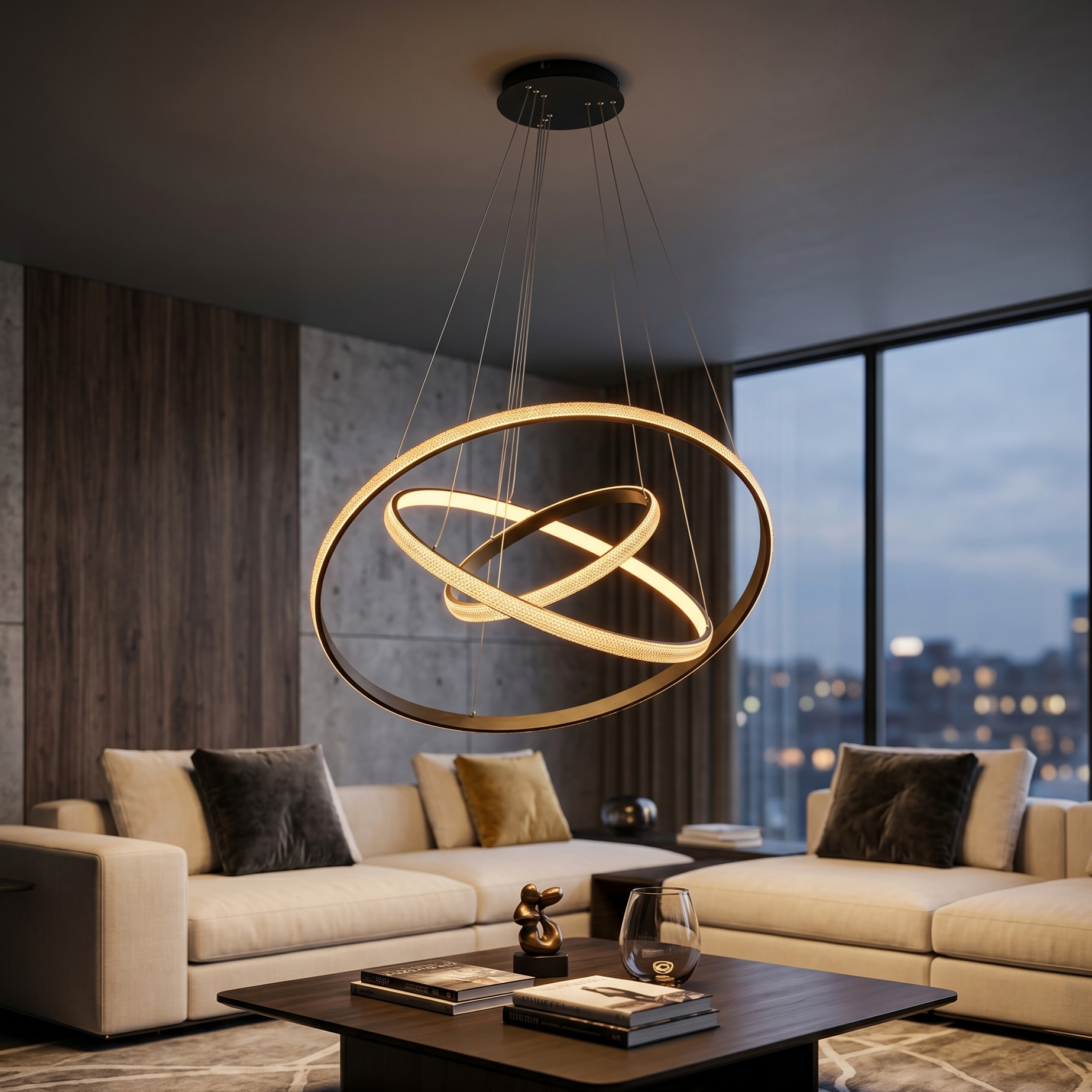 Lustra LED Suspendata Black ZELA 3 Segmente Echivalent 500W