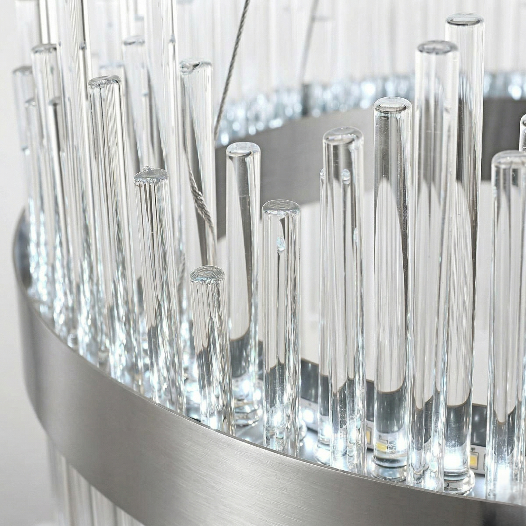 Lustra LED Suspendata CROWN Silver Cristal 60cm Echivalent 500W