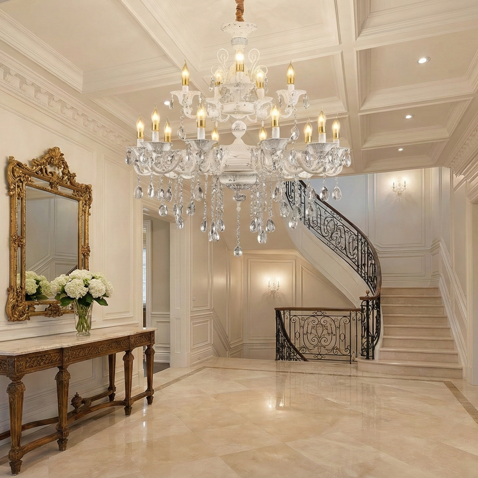 Candelabru Cristal Clasic Isabelle White 12xE14