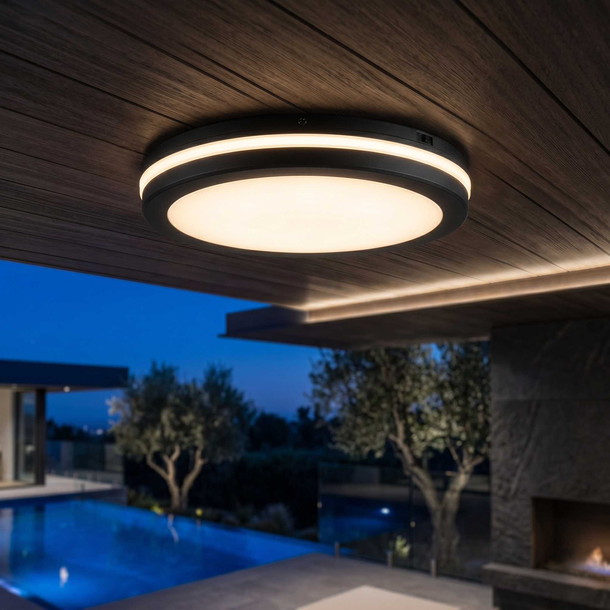 Plafoniera LED Exterior ELMOR Neagra 30cm 28W 2450lm CCT Premium