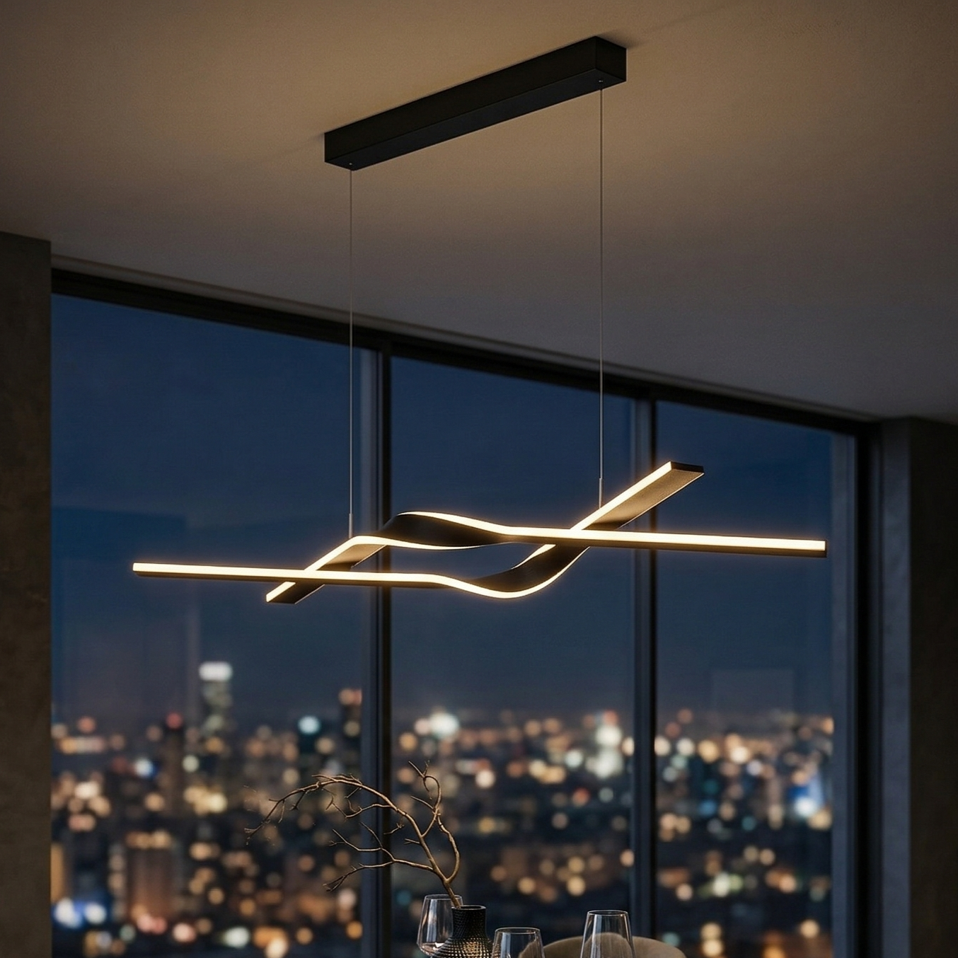 Lustra LED Suspendata Cicenza Black CINQUE Premium Echivalent 700W