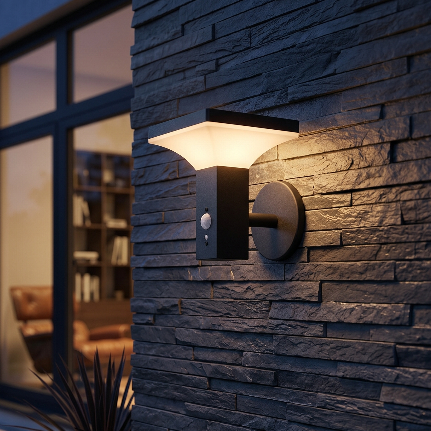 Aplica LED Solara 4W LUNOQ Exterior cu Senzor Neagra Premium