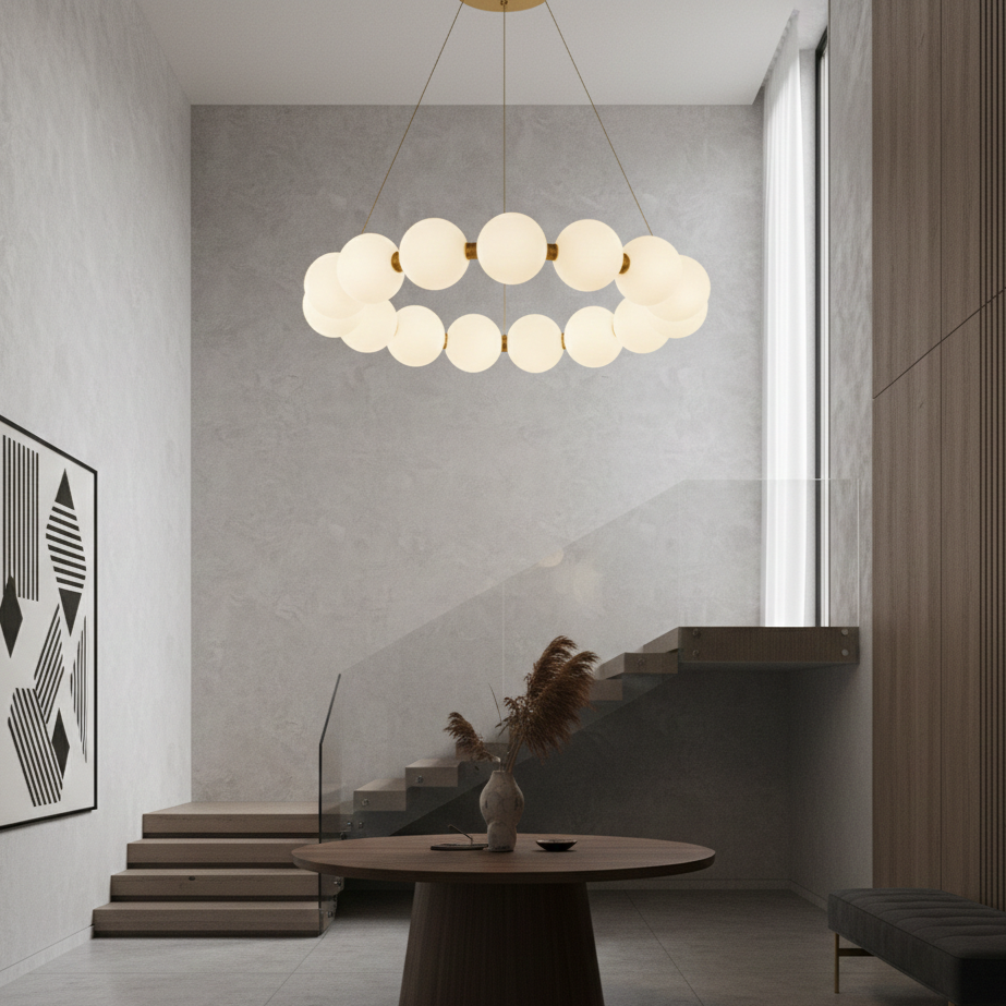 Lustra LED Suspendata Gold PEARL Echivalent 500W Telecomanda