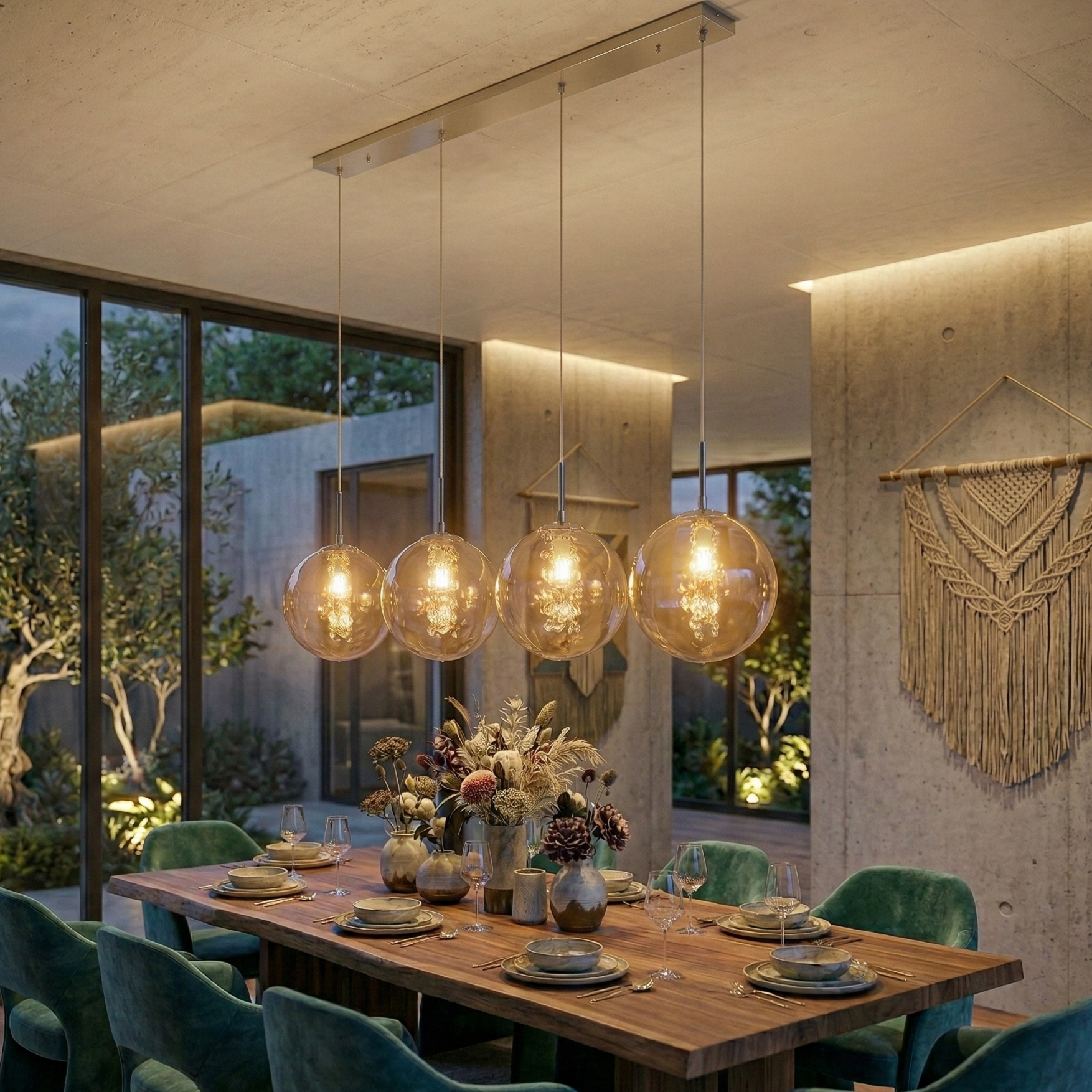 Lustra Suspendata Liniara LIMA Silver Abajur Transparent 4xG9