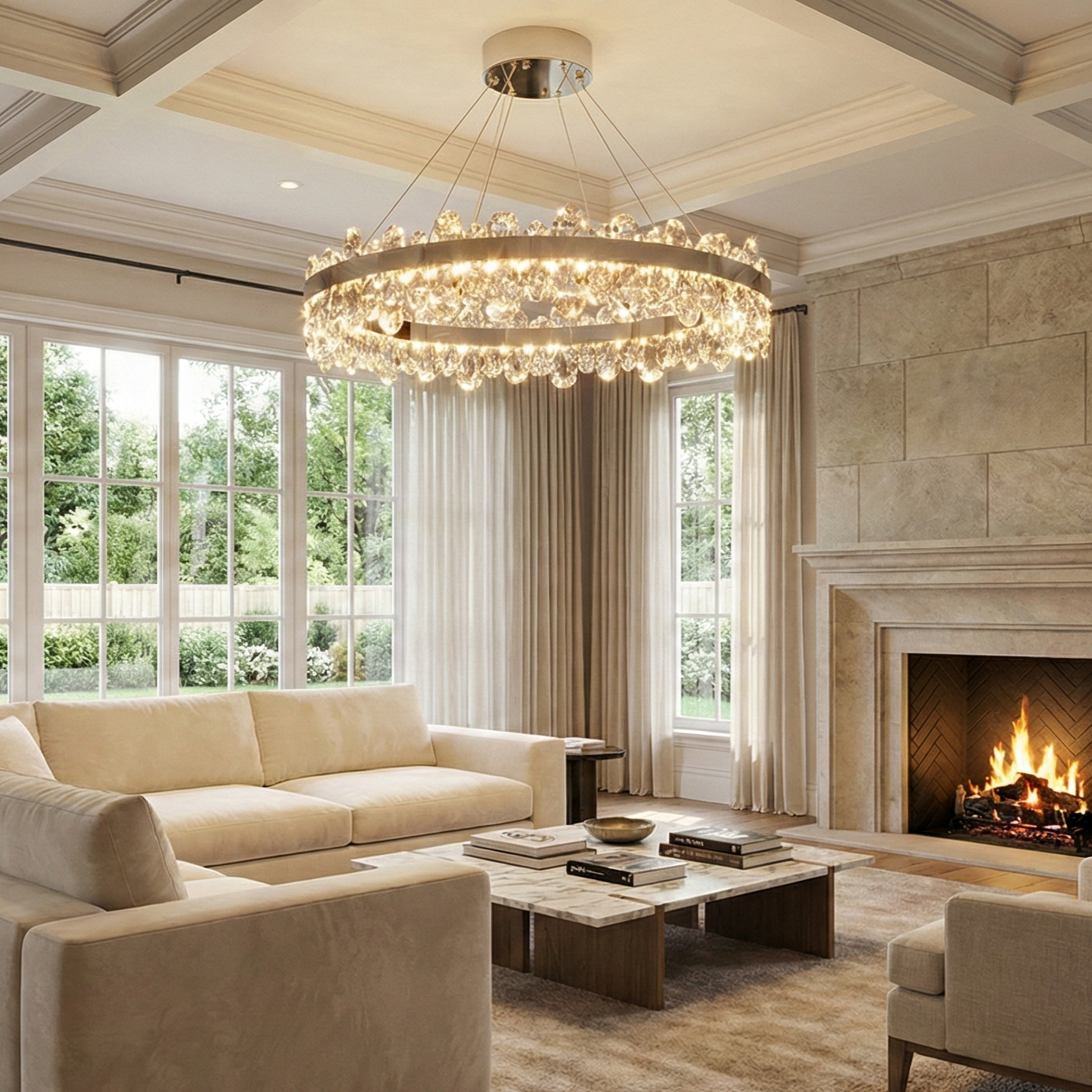 Lustra LED Suspendata Astralis Silver Cristal Telecomanda 60CM