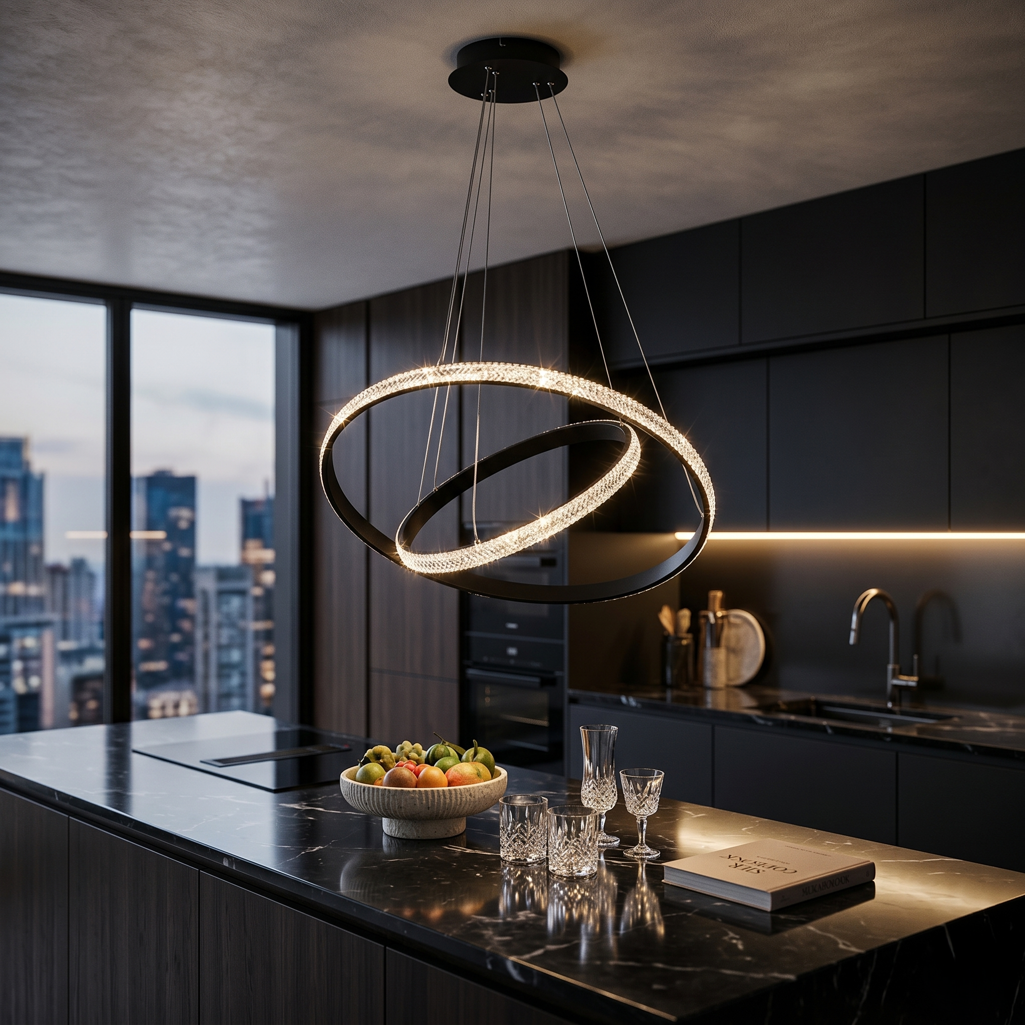 Lustra LED Suspendata Black ZELA 2 Segmente Echivalent 400W