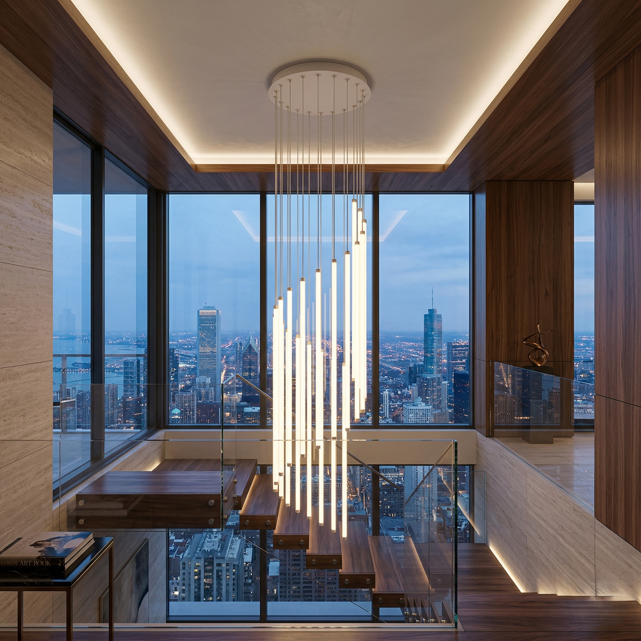 Lustra LED Suspendata BAXTER White Premium 300cm Telecomanda