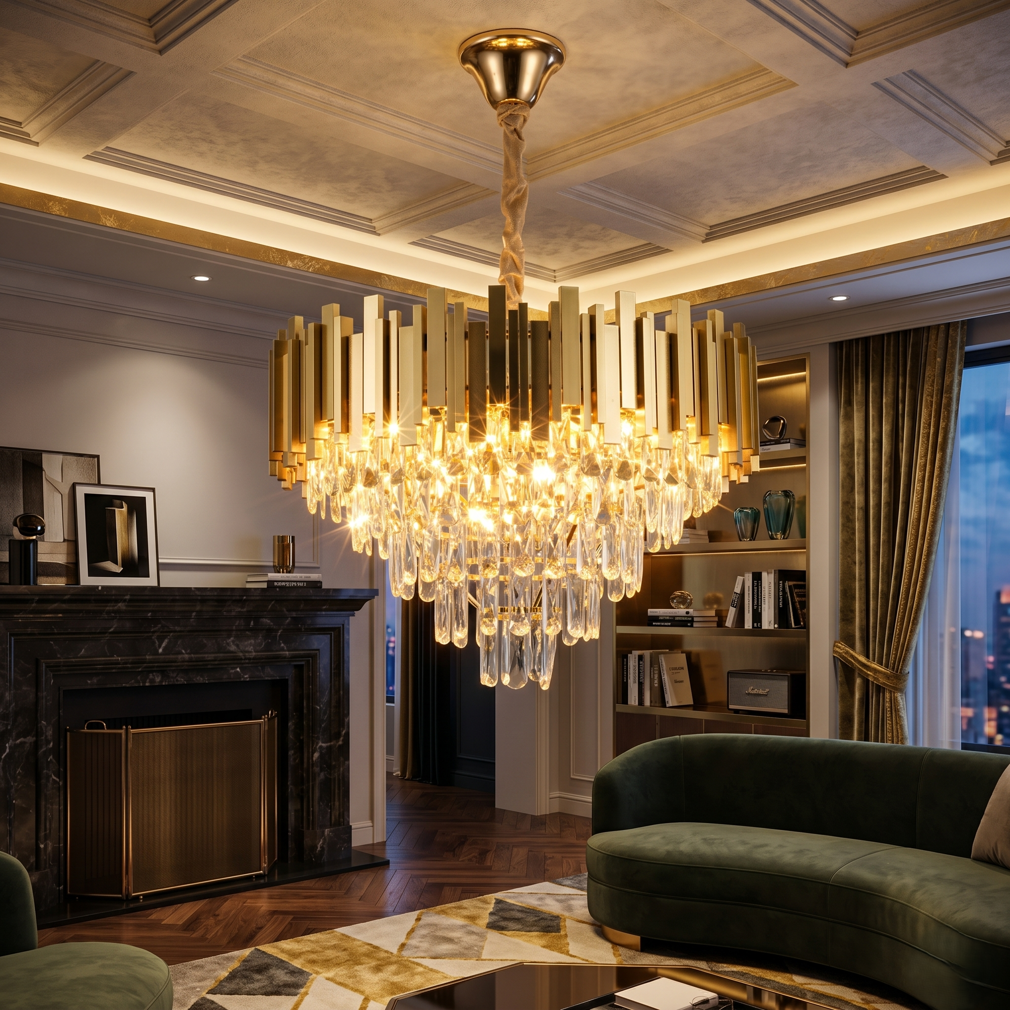 Candelabru Cristal Premium GOLDEN Maxi 580mm