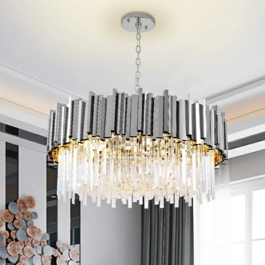 Candelabru Cristal GLORY SILVER 60CM Cu Lant