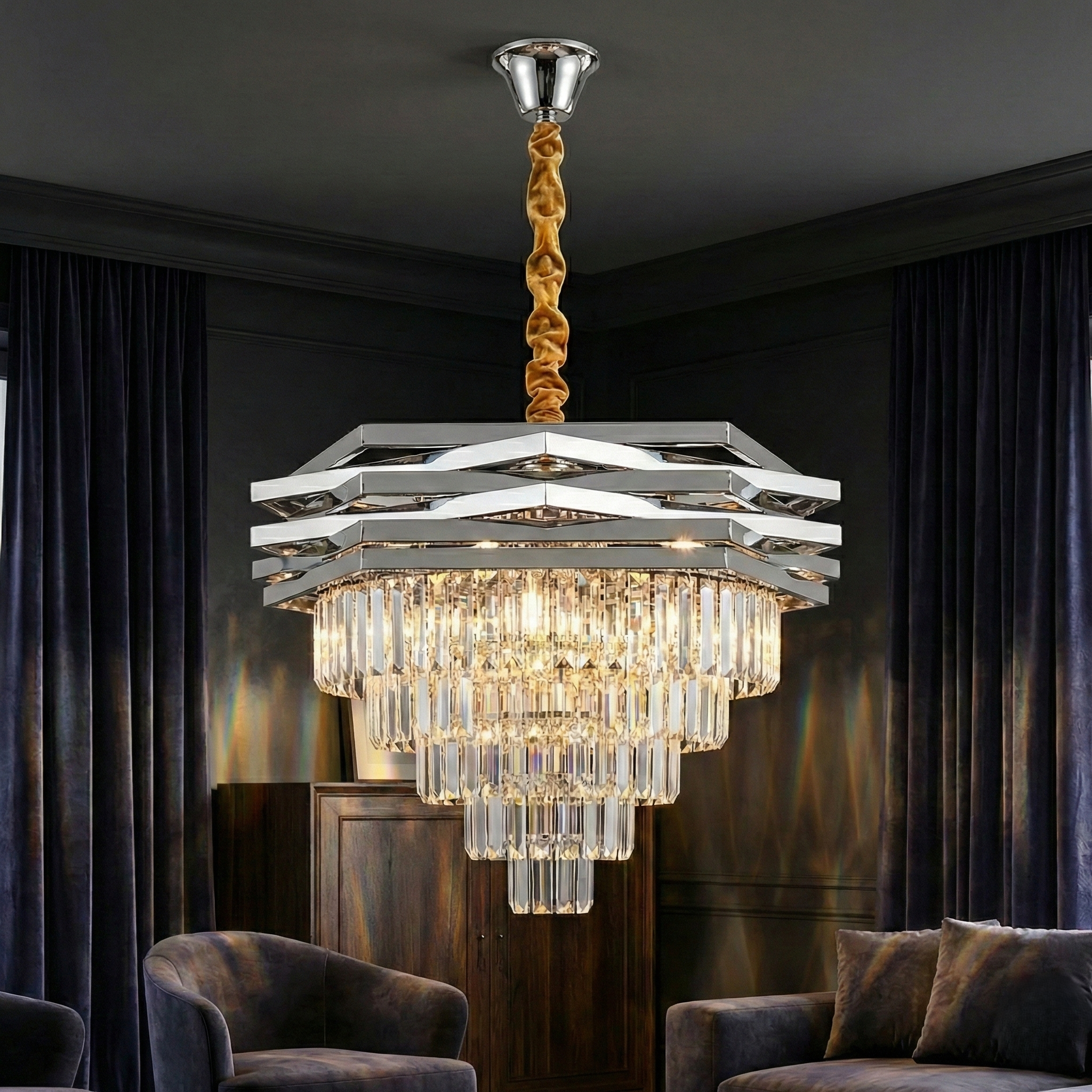 Candelabru Cristal Silver MALVINA ⌀60CM