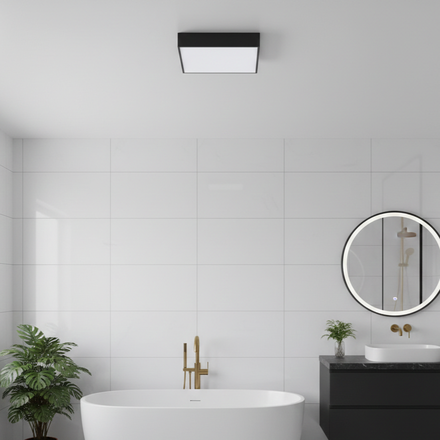 Plafoniera LED Quadro Black Ultra-Slim 30cm - 24W Echivalent 250W, 3 Lumini, IP54
