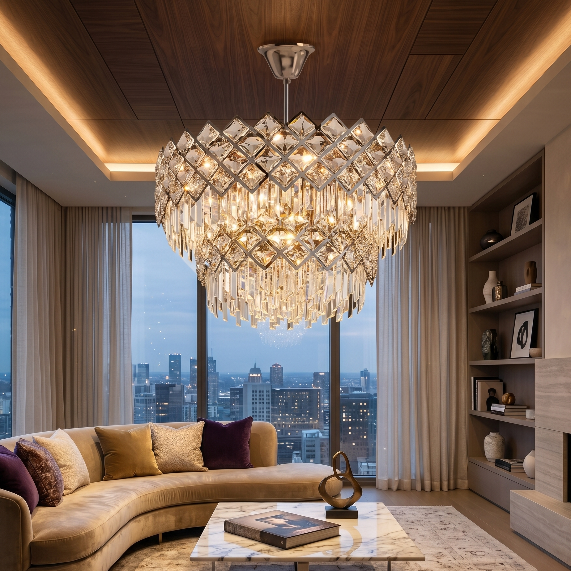 Candelabru Cristal Yanni Silver Deluxe Double Level
