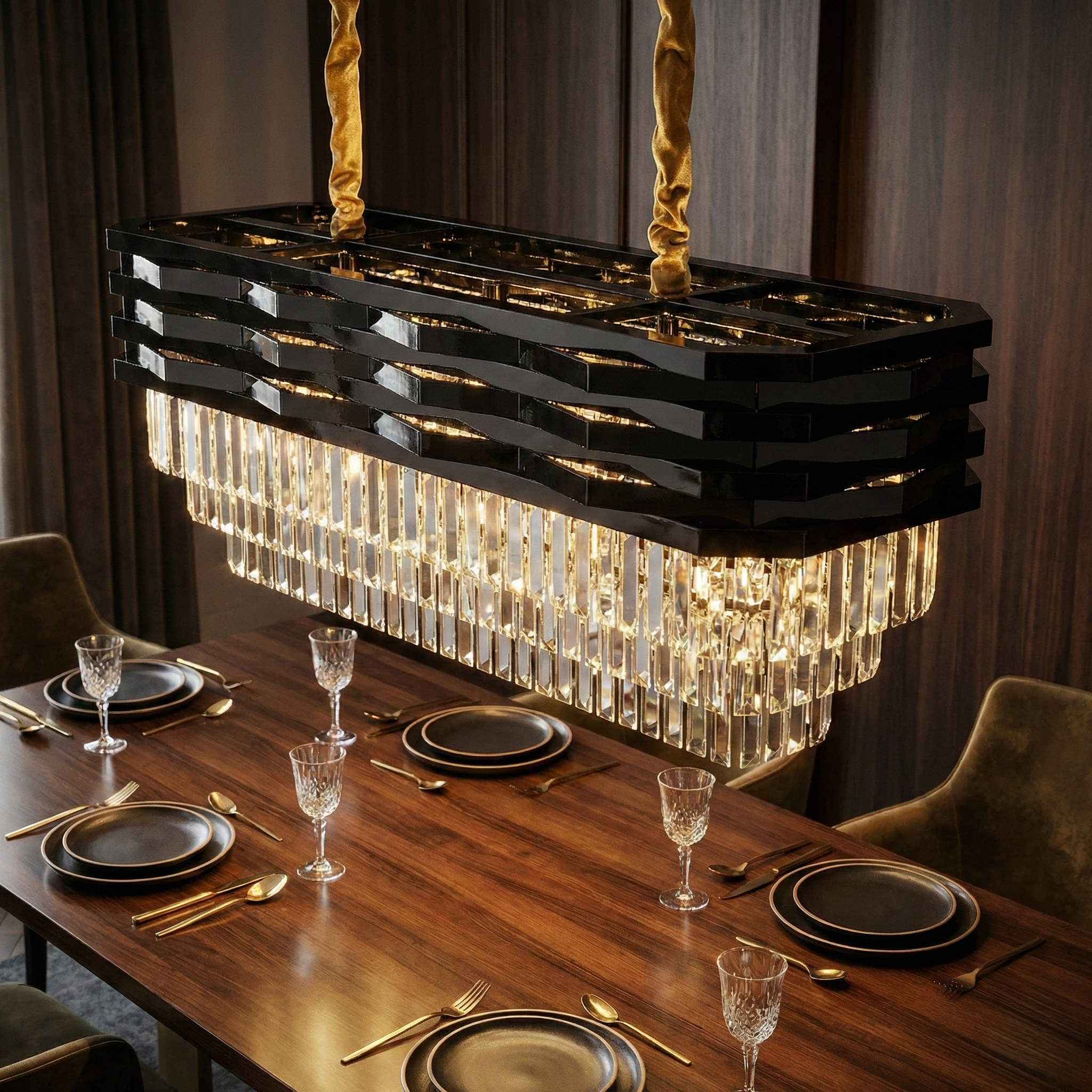 Candelabru Cristal Black MALVINA 80x30CM