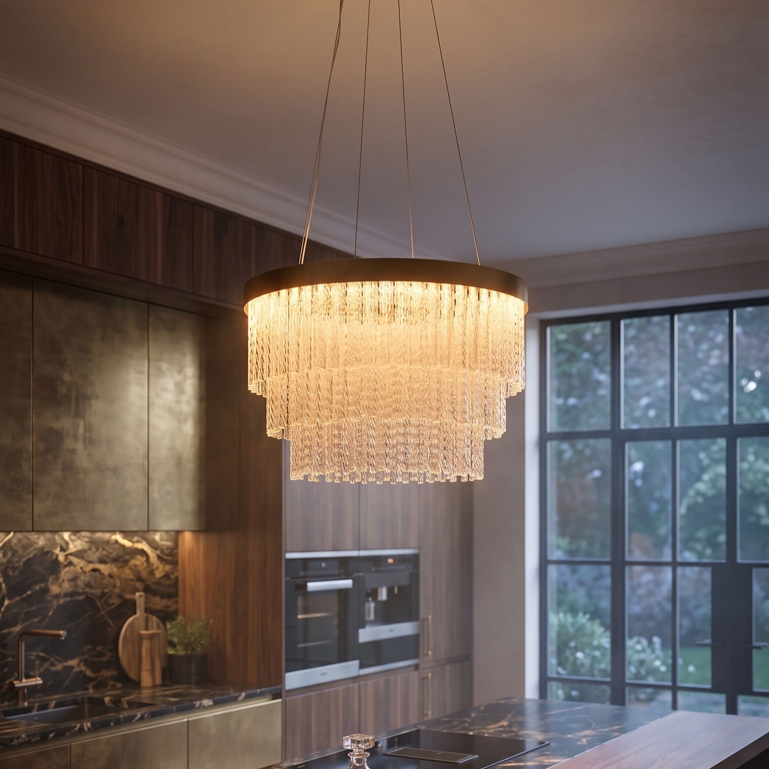 Lustra LED Suspendata ELARIS Gold 40CM Echivalent 400W