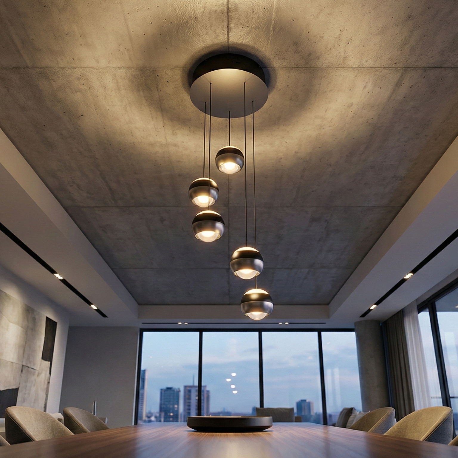 Lustra LED PREMIUM Suspendata SILVER ORBIT Echivalent 500W