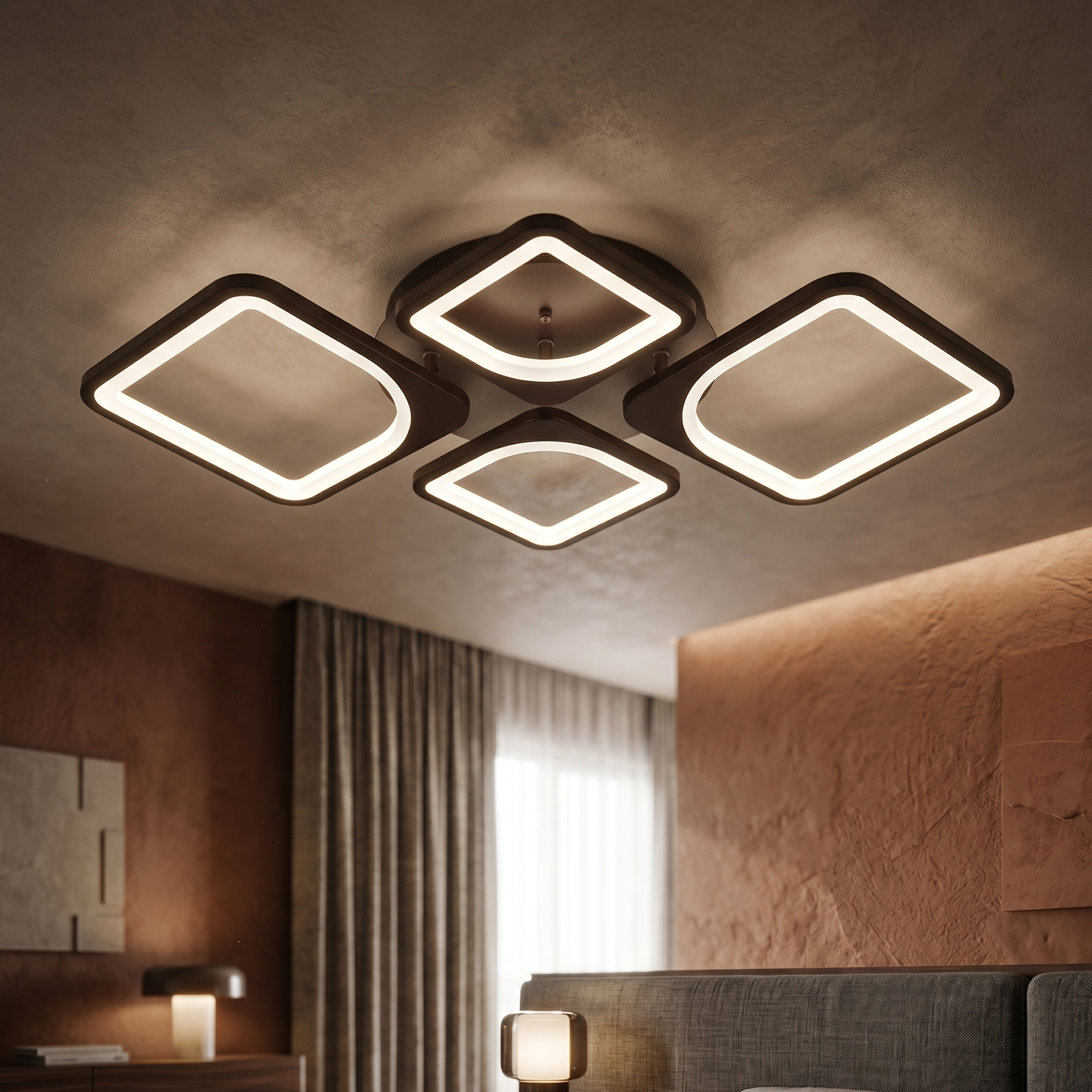 Lustra LED 2+2 DIAMOND Brown Echivalent 500W Telecomanda
