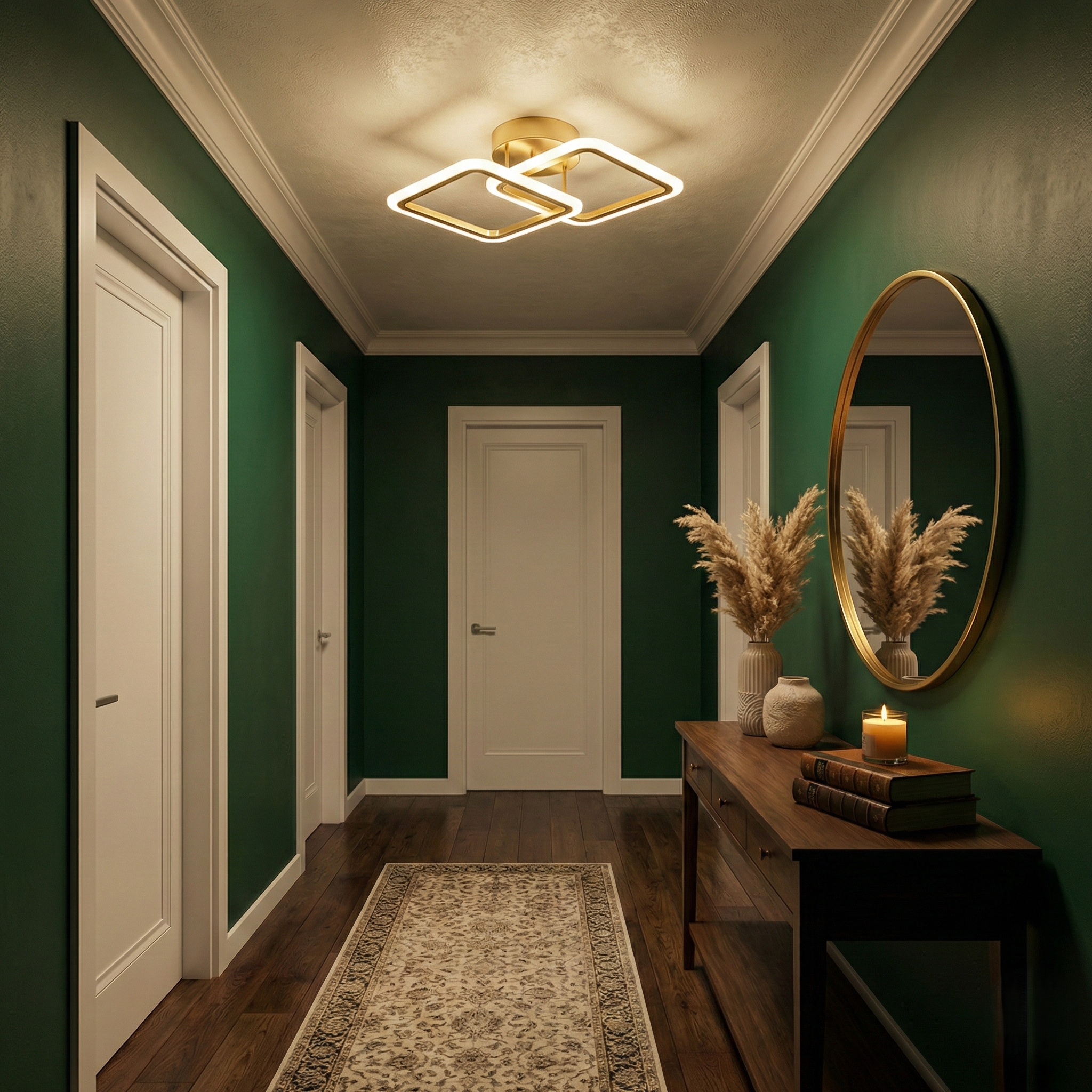 Lustra LED 1+1 Square Design Gold Echivalent 300W Telecomanda