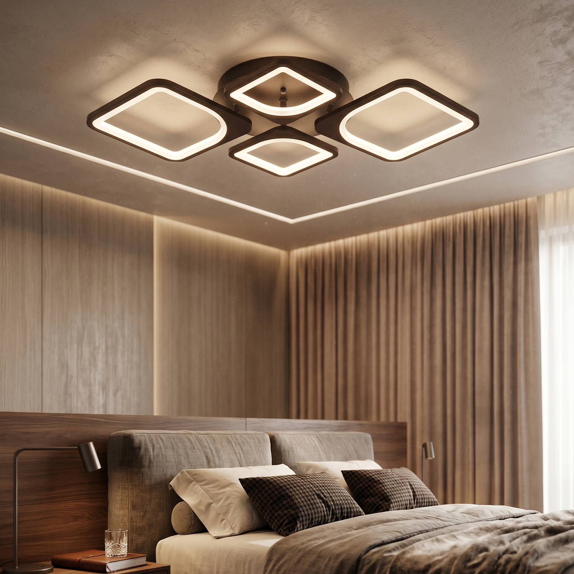 Lustra LED 2+2 DIAMOND Brown Echivalent 500W Telecomanda