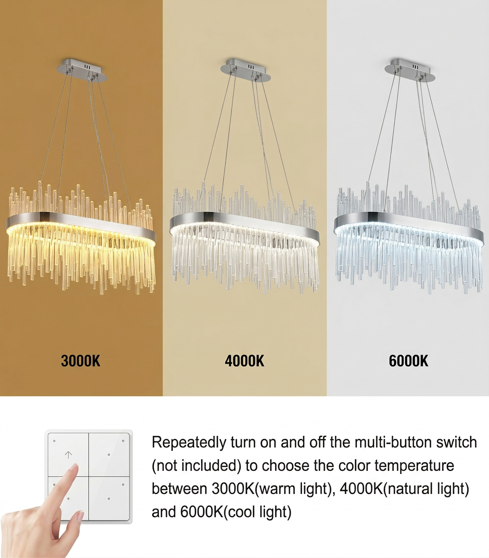 Lustra LED Suspendata CROWN Silver Cristal 80x30cm Echivalent 600W