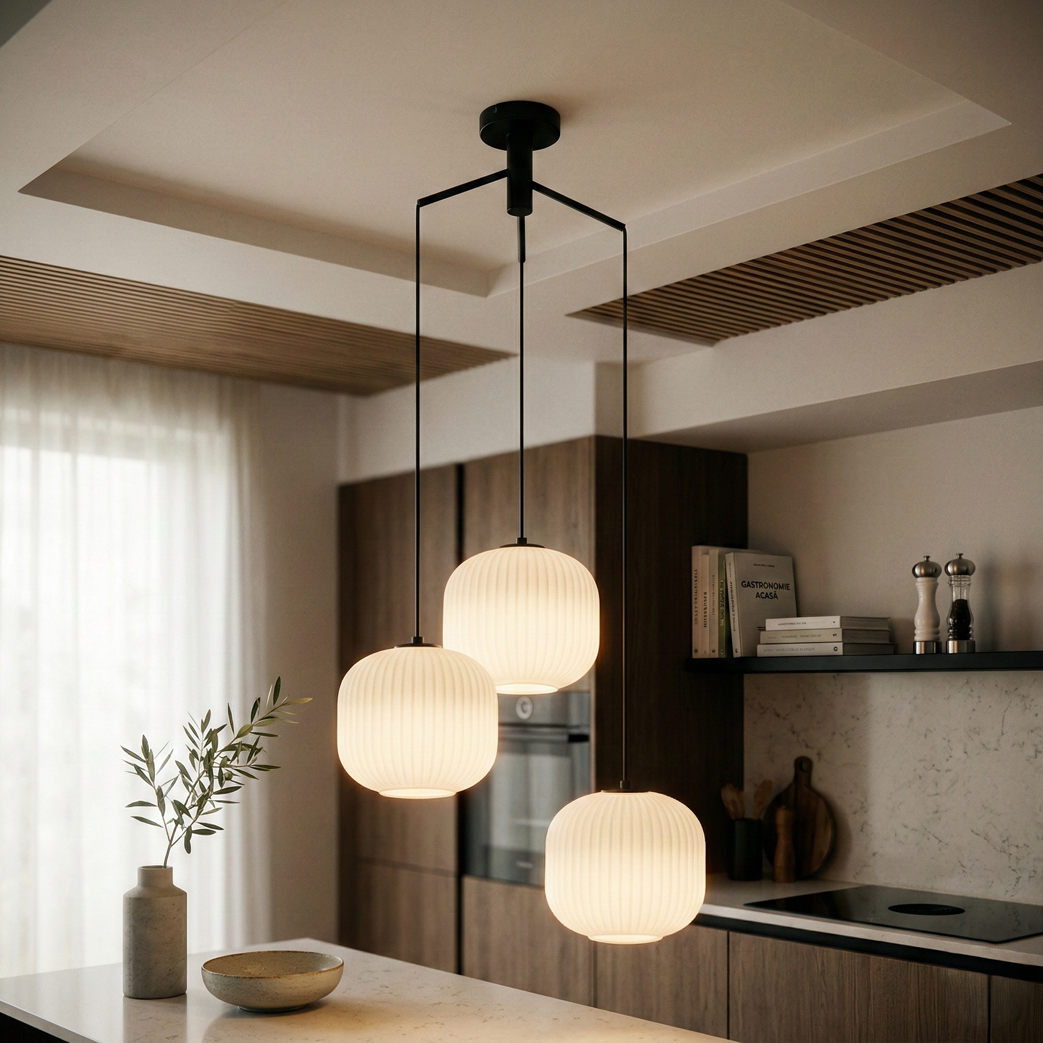 Lustra Suspendata INFESTO GLASS Vintage Suport Rotund 3xE27