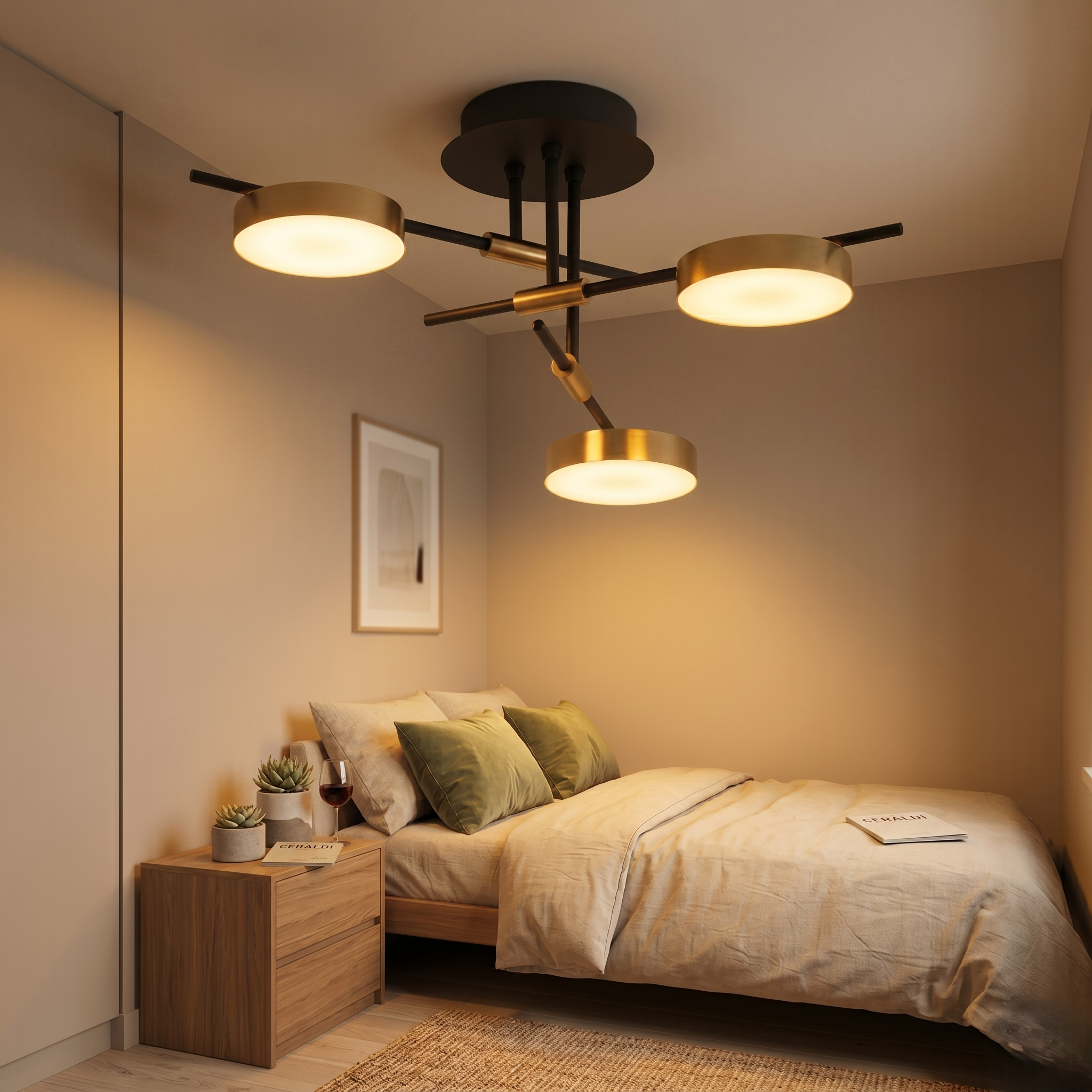 Lustra LED Kara Gold & Black Lumina Calda Echivalent 200W