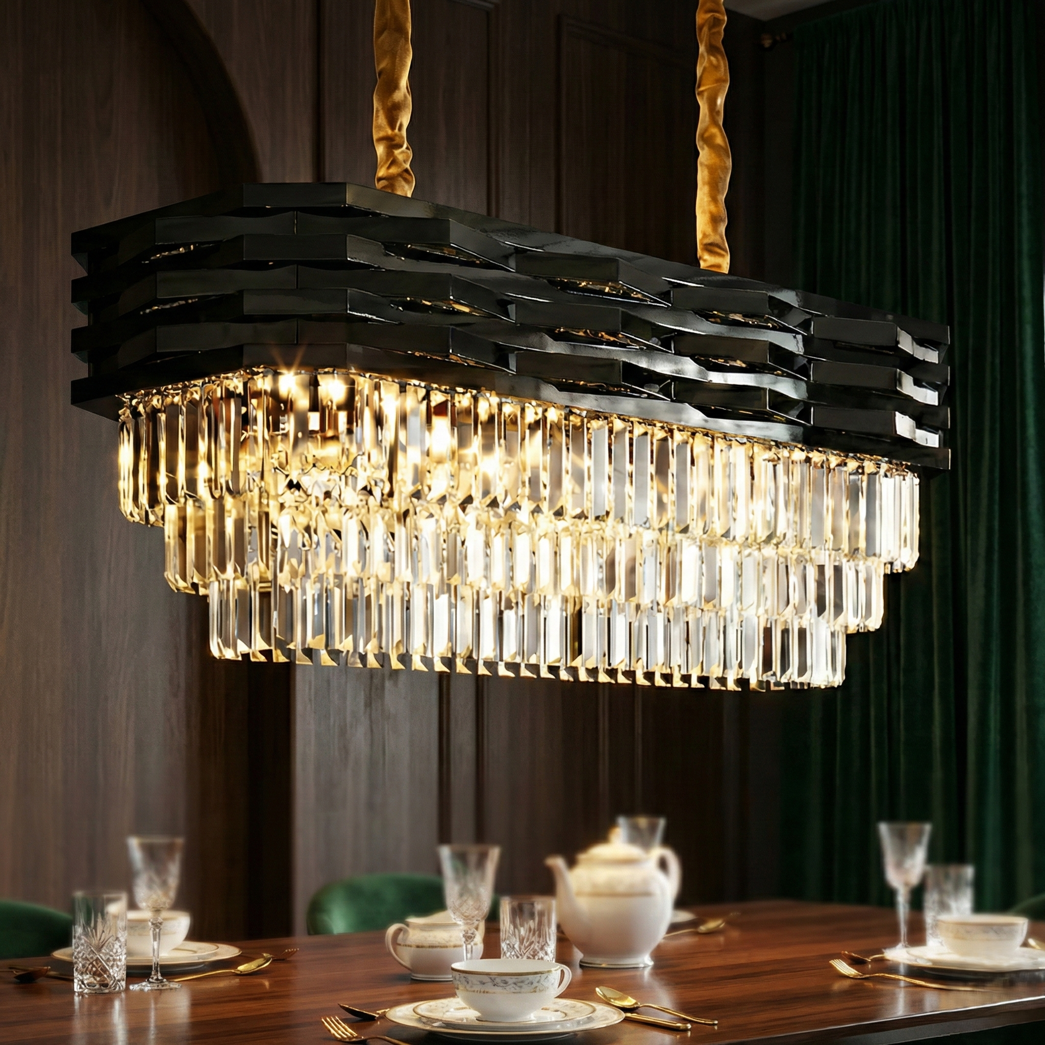 Candelabru Cristal Black MALVINA 80x30CM