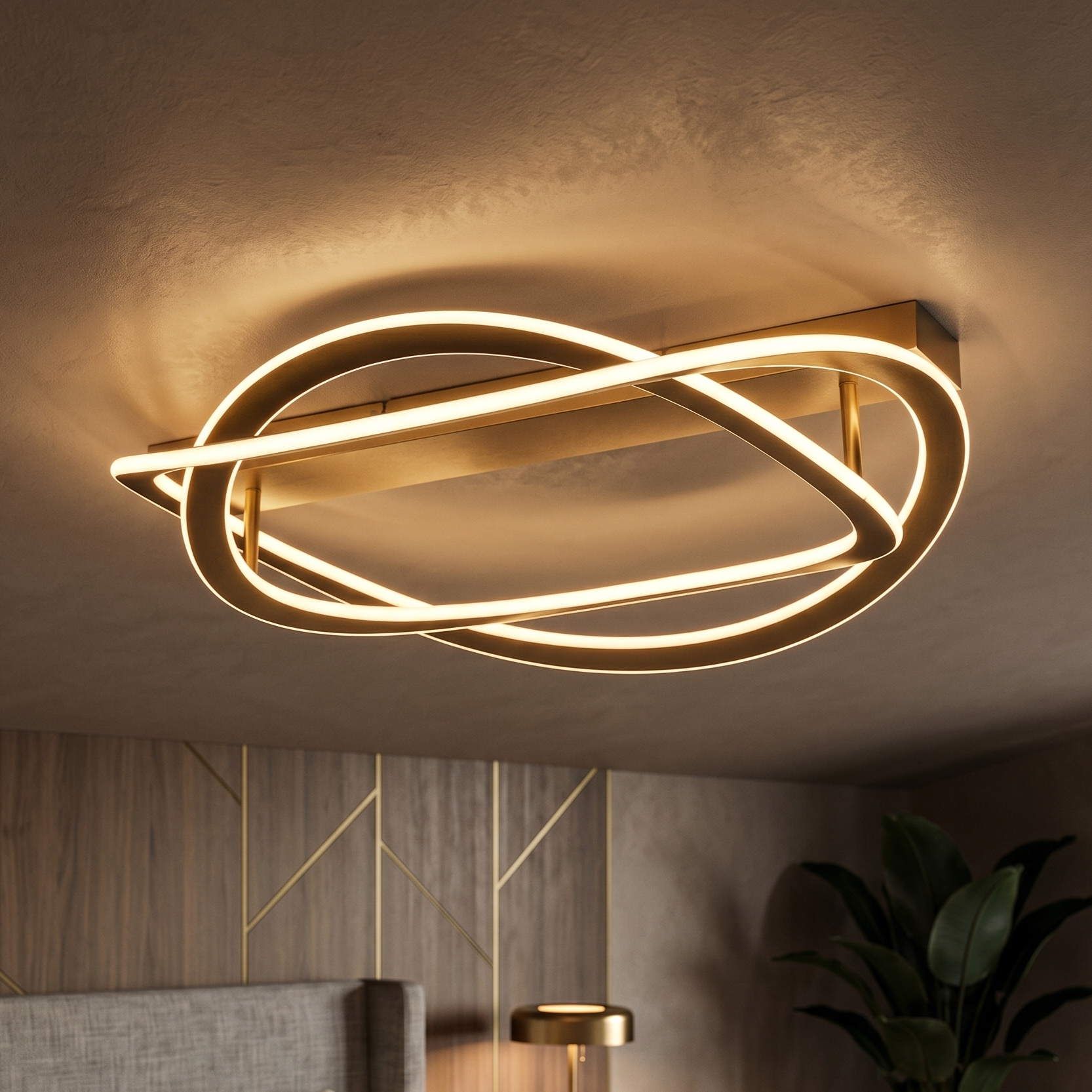 Lustra LED Aplicata LIGNIS Gold Echivalent 400W Premium