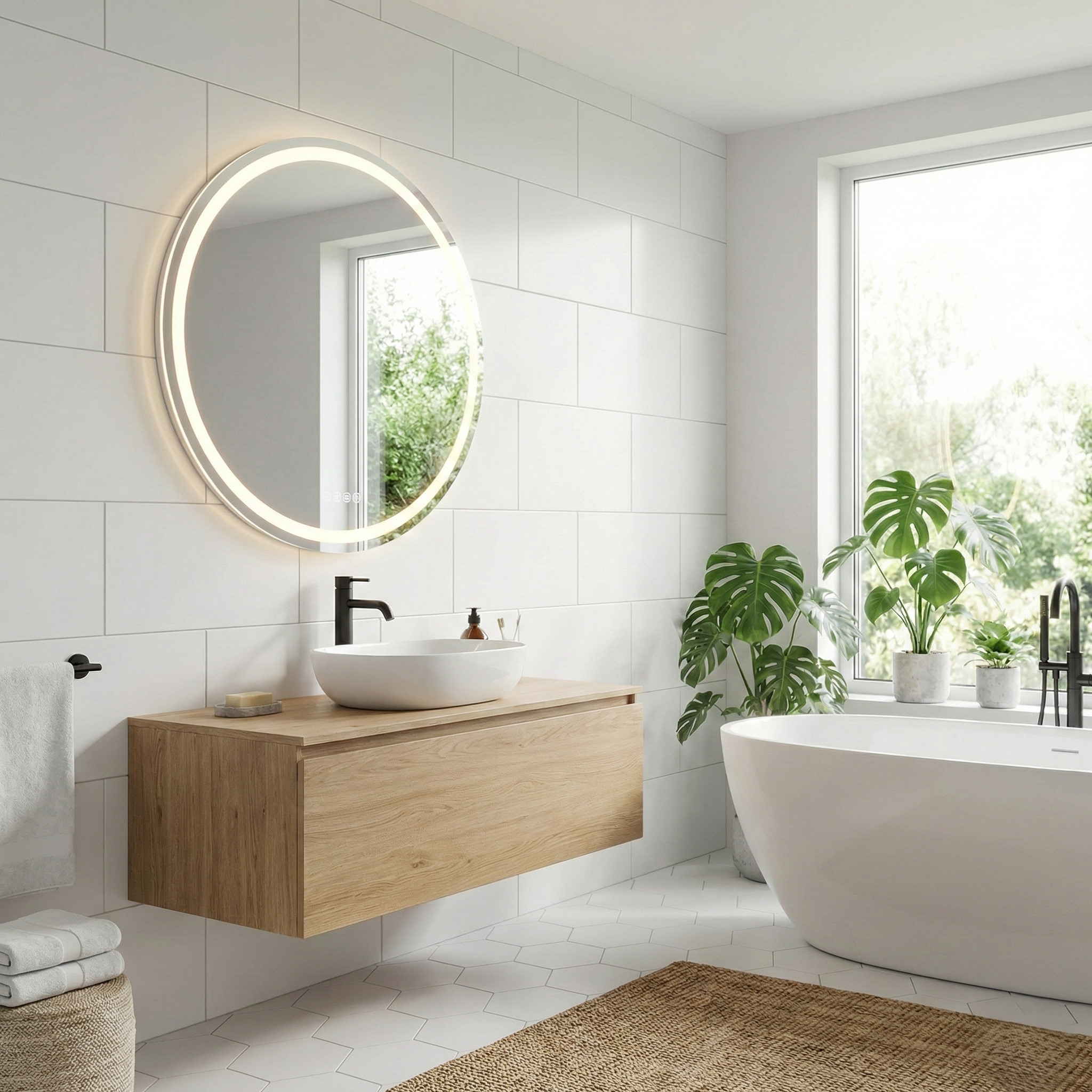 Oglinda LED Rotunda TOSCARIA Ø90cm Functie Dezaburire si Senzor