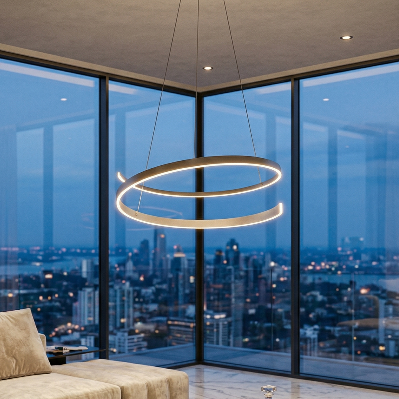 Lustra LED Suspendata Cinardi Silver CINQUE Premium Echivalent 600W