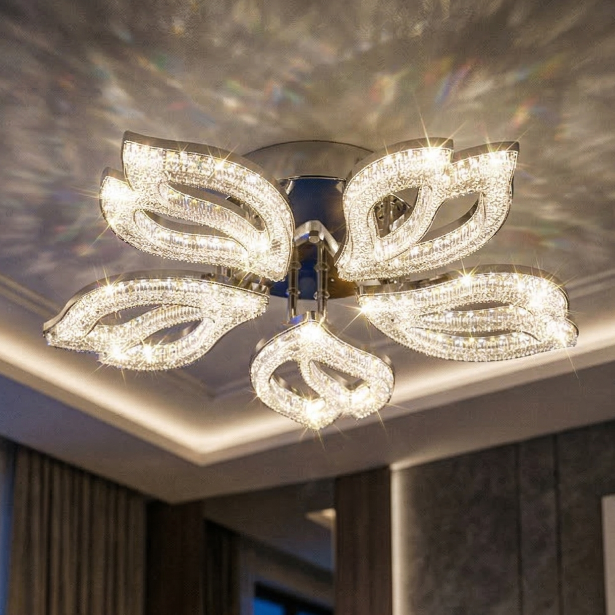 Lustra LED ANEMONE Sparkle Chrome Echivalent 600W Telecomanda