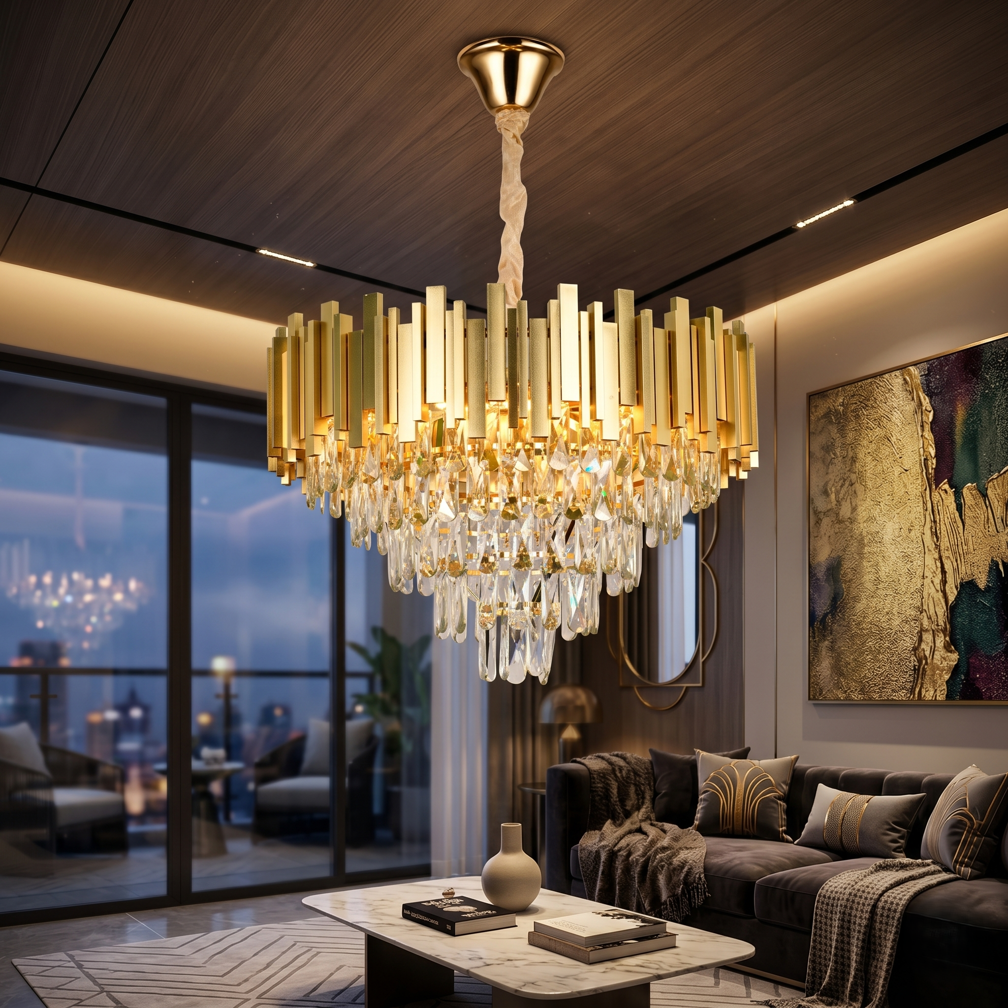 Candelabru Cristal Premium GOLDEN Maxi 580mm