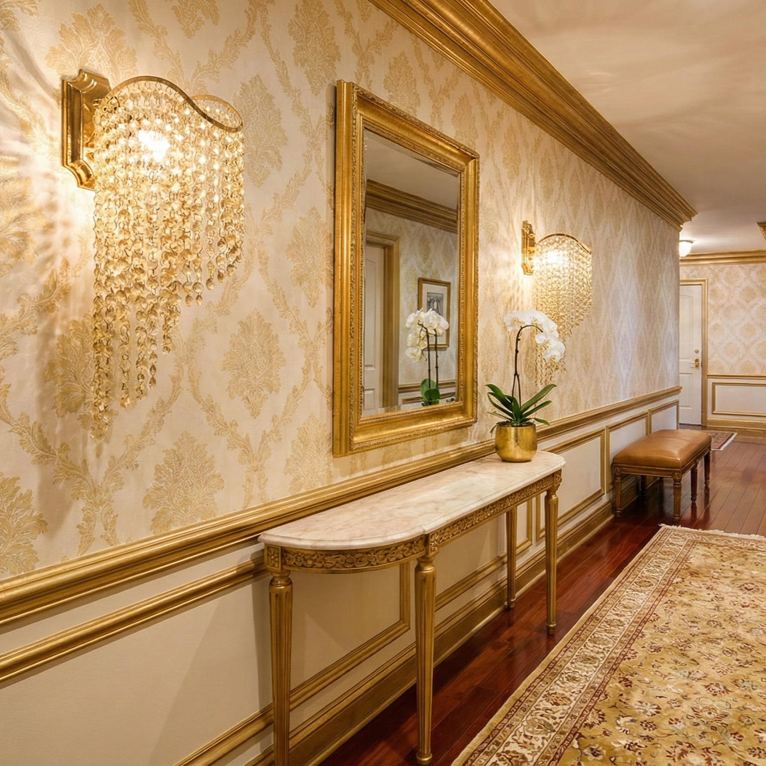 Aplica Cristal FREDA Gold Solo 1xE27