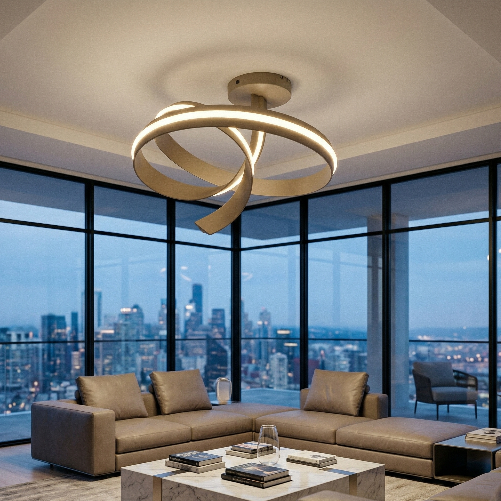 Lustra LED Aplicata Cisenna Beige CINQUE Premium Echivalent 500W